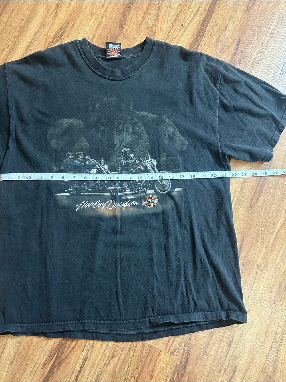 Vintage Harley Davison USA Eagle Wolf Bear Wyoming Tshirt Mens Size XL - Picture 8 of 9
